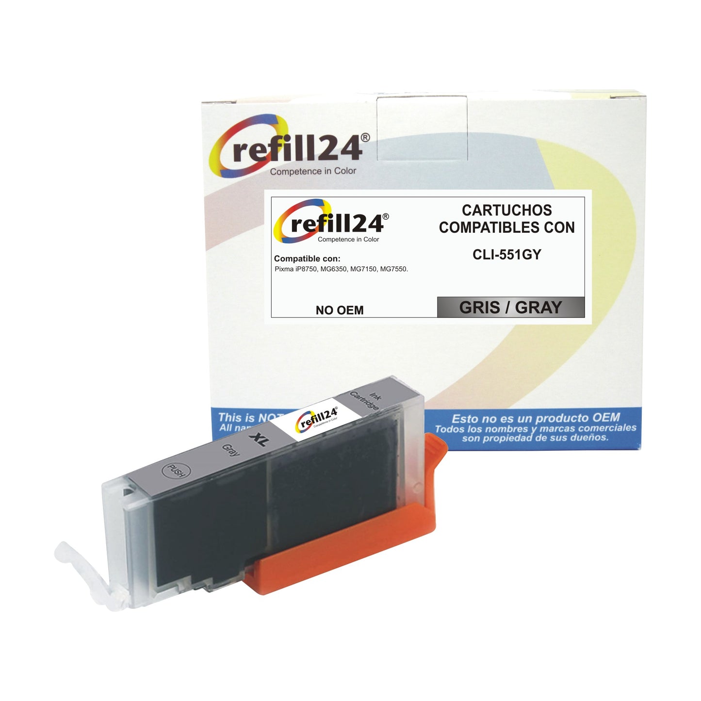 Cartucho de tinta compatible con Canon CLI-551/CLI-551XL Gris