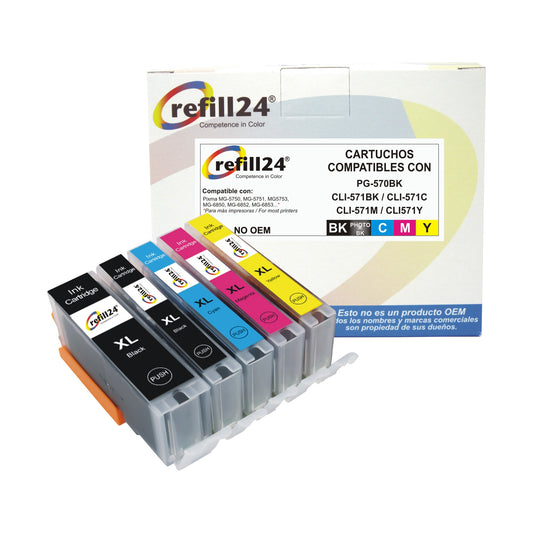 Cartucho de tinta compatible con Canon PG-570/PG-570XL/CLI-571/CLI-571XL