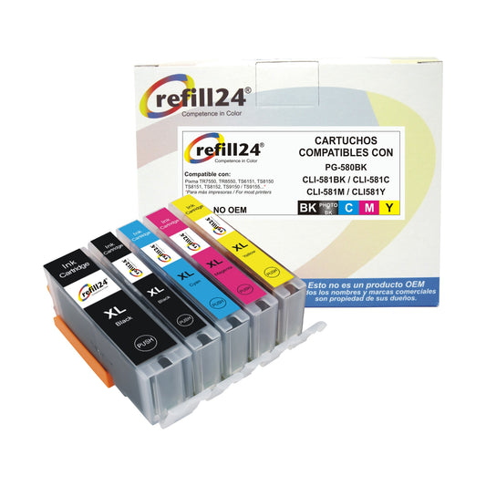 Cartucho de tinta compatible con Canon PG-580/PG-580XL/CLI-581/CLI-581XL