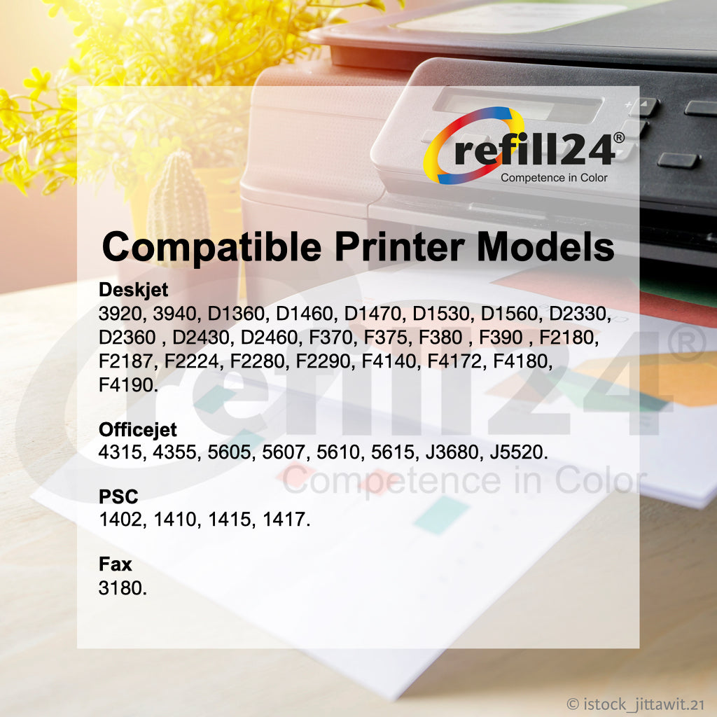 Tinta Premium Refill 24® para cartuchos HP 21/22/21XL/22XL