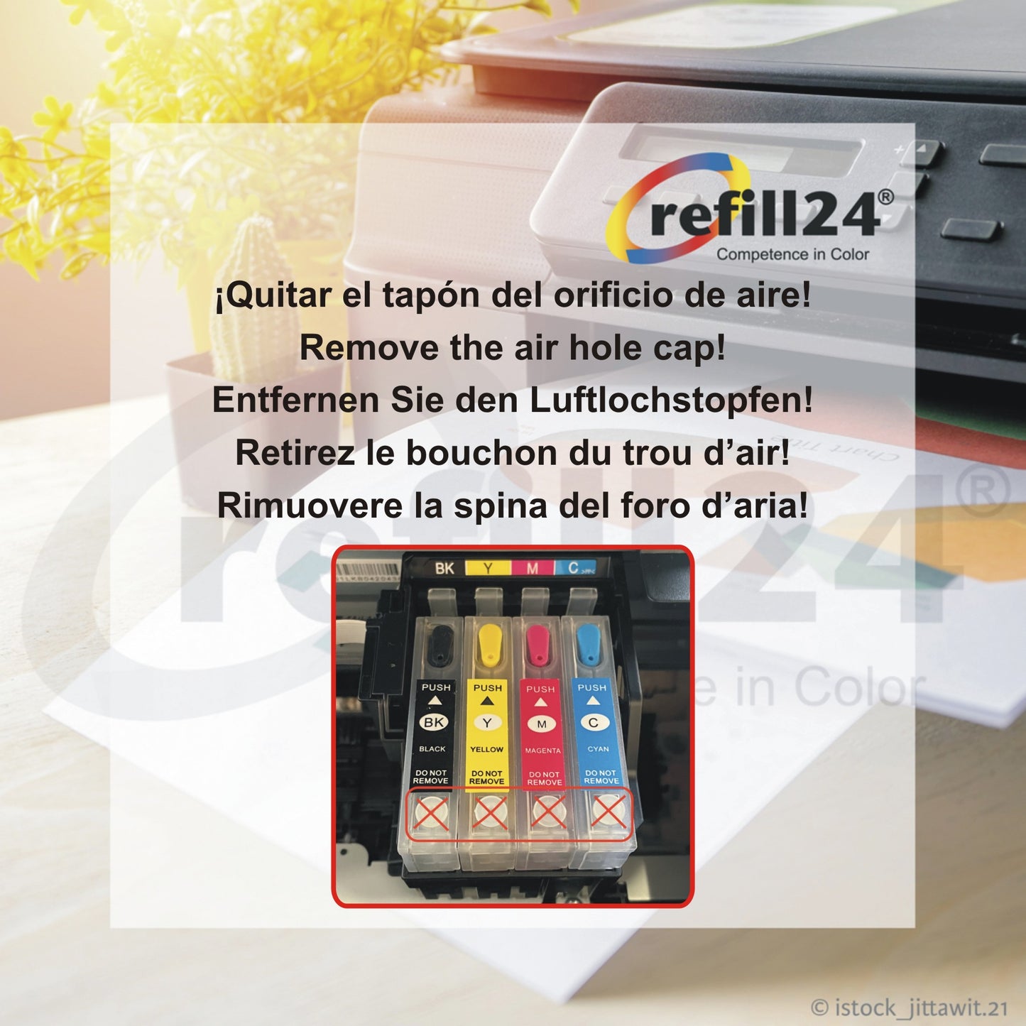 Kit de Recarga para cartuchos de tinta Epson T29/T29XL color y negro con Cartuchos Recargables y accesorios