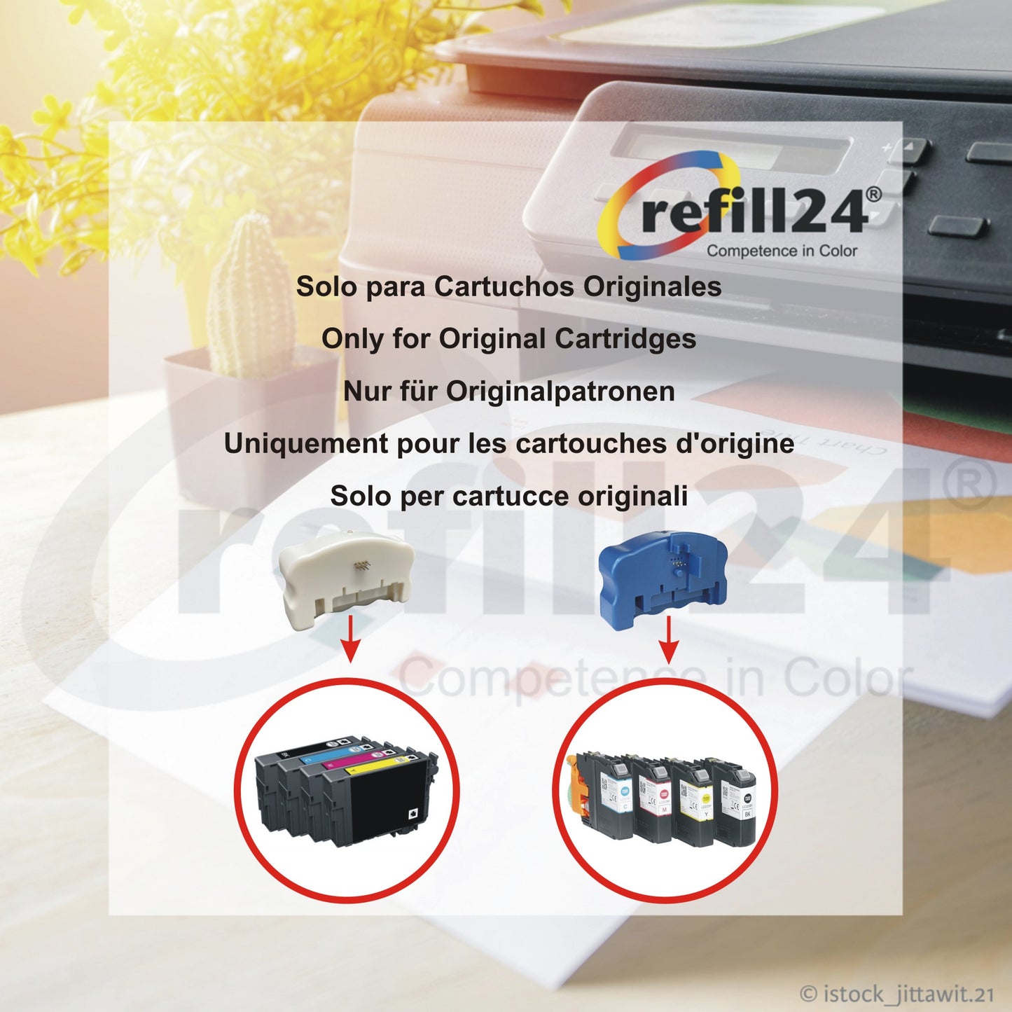 Kit de Recarga para cartuchos de tinta Brother LC221/LC223/LC225XL/LC227XL color y negro con accesorios