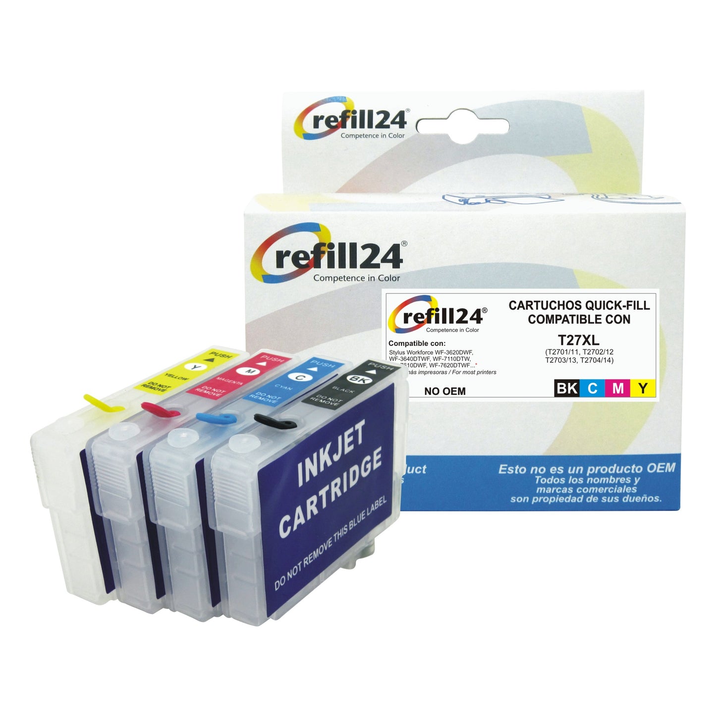 Cartuchos recargables para Epson T27/T27XL color y negro - Set 4 colores